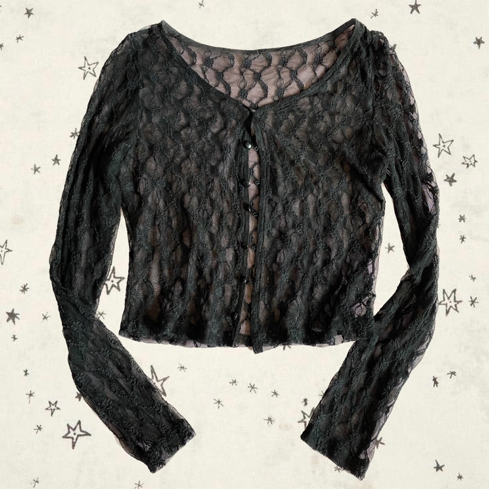sheer black lace top 🐈‍⬛